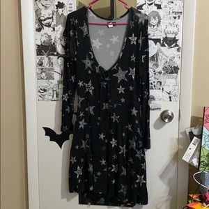 Hot Topic Black Stars Long Sleeve Dress